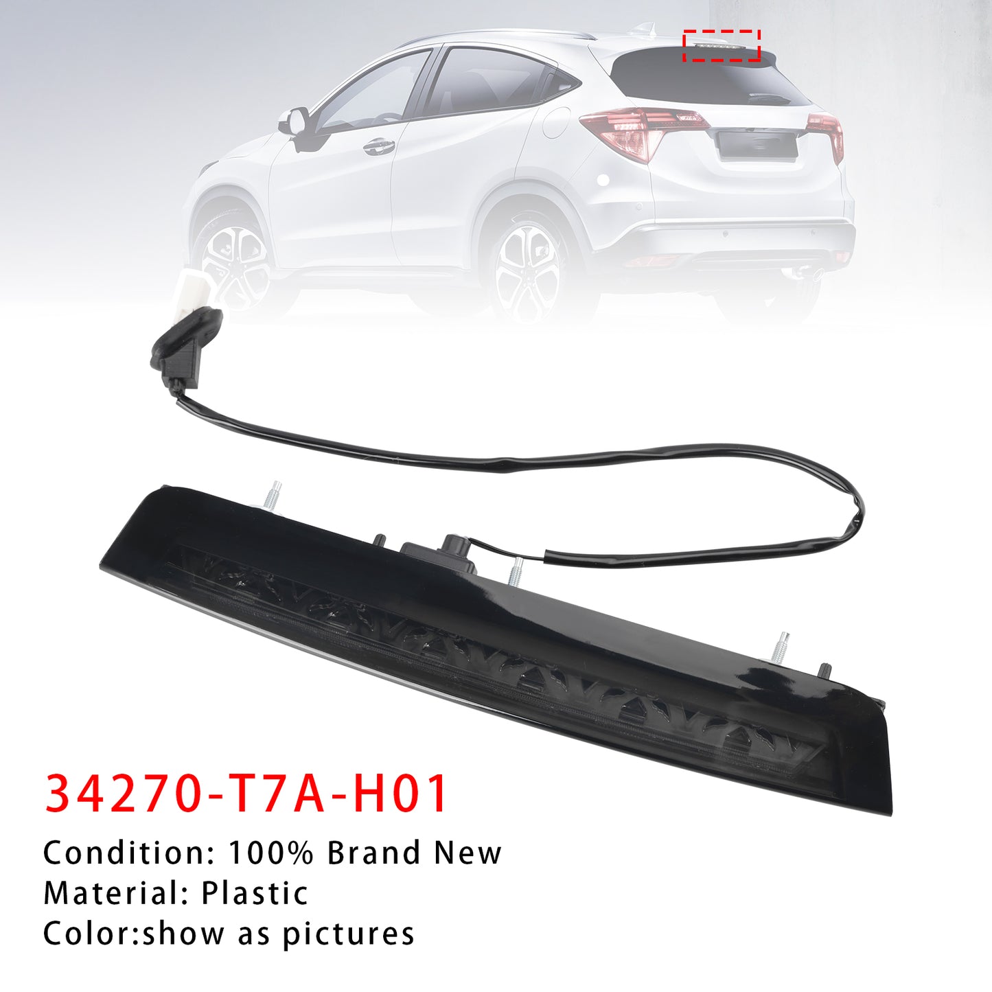 3RD Brake Light High Mount Stop Signal For Honda HR-V HRV VEZEL Acura 2014-2022 Black