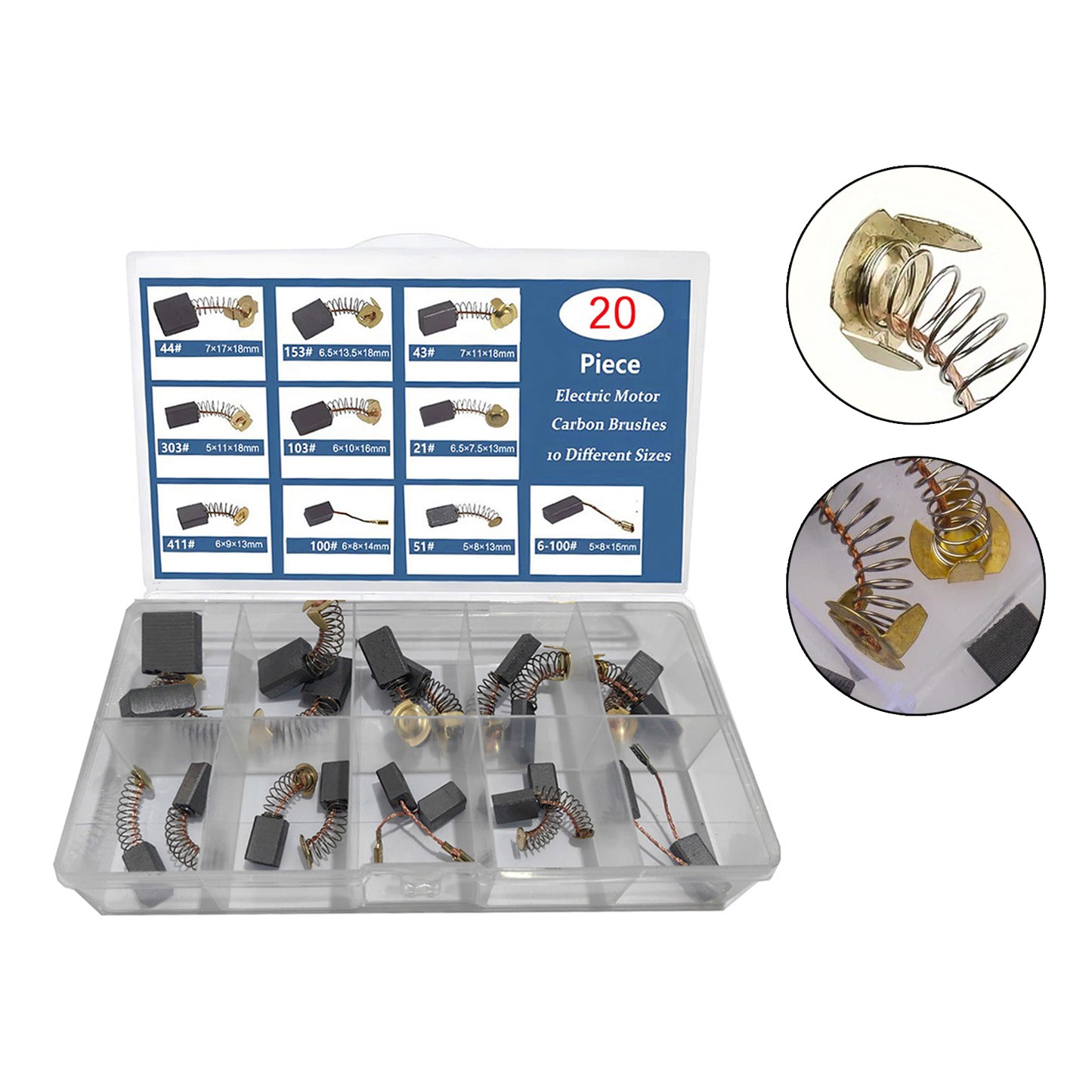 20Pcs 10 Sizes Electric Motor Carbon Brushes Replacement For Power Tool