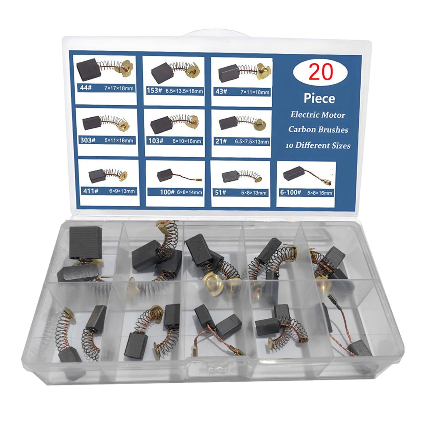 20Pcs 10 Sizes Electric Motor Carbon Brushes Replacement For Power Tool