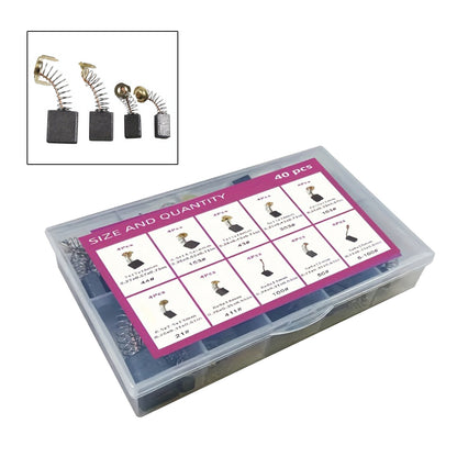 40Pcs 10 Sizes Electric Motor Carbon Brushes Replacement For Power Tool