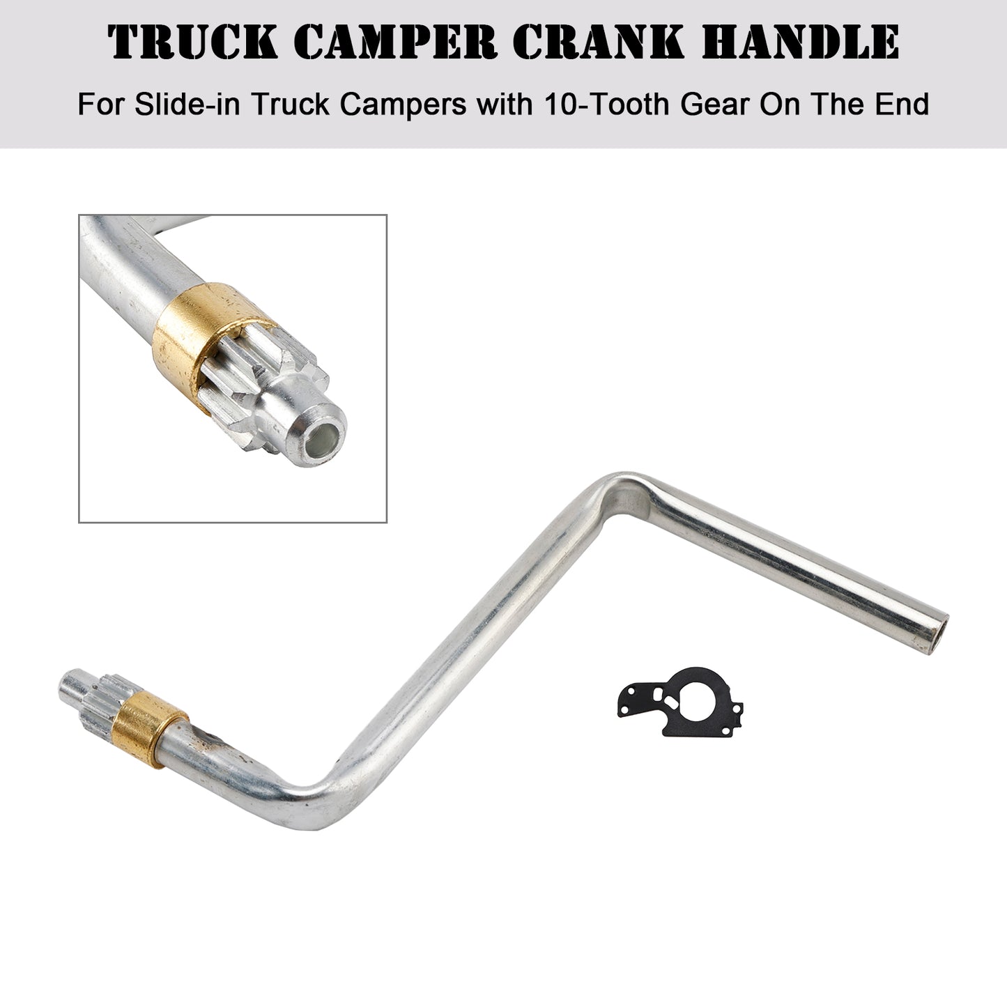 Truck Camper Crank Handle For Slide-in Truck Campers with 10-Tooth Gear On The End