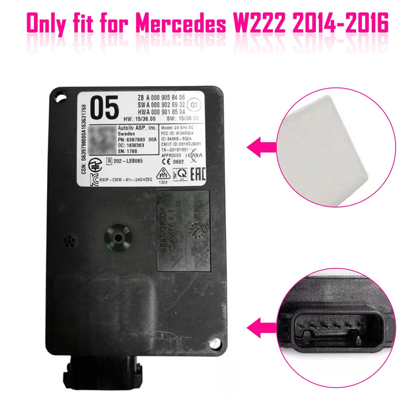 Front Radar Sensor Distronic Control Unit A0009058406 For Mercedes W222 2014-2016