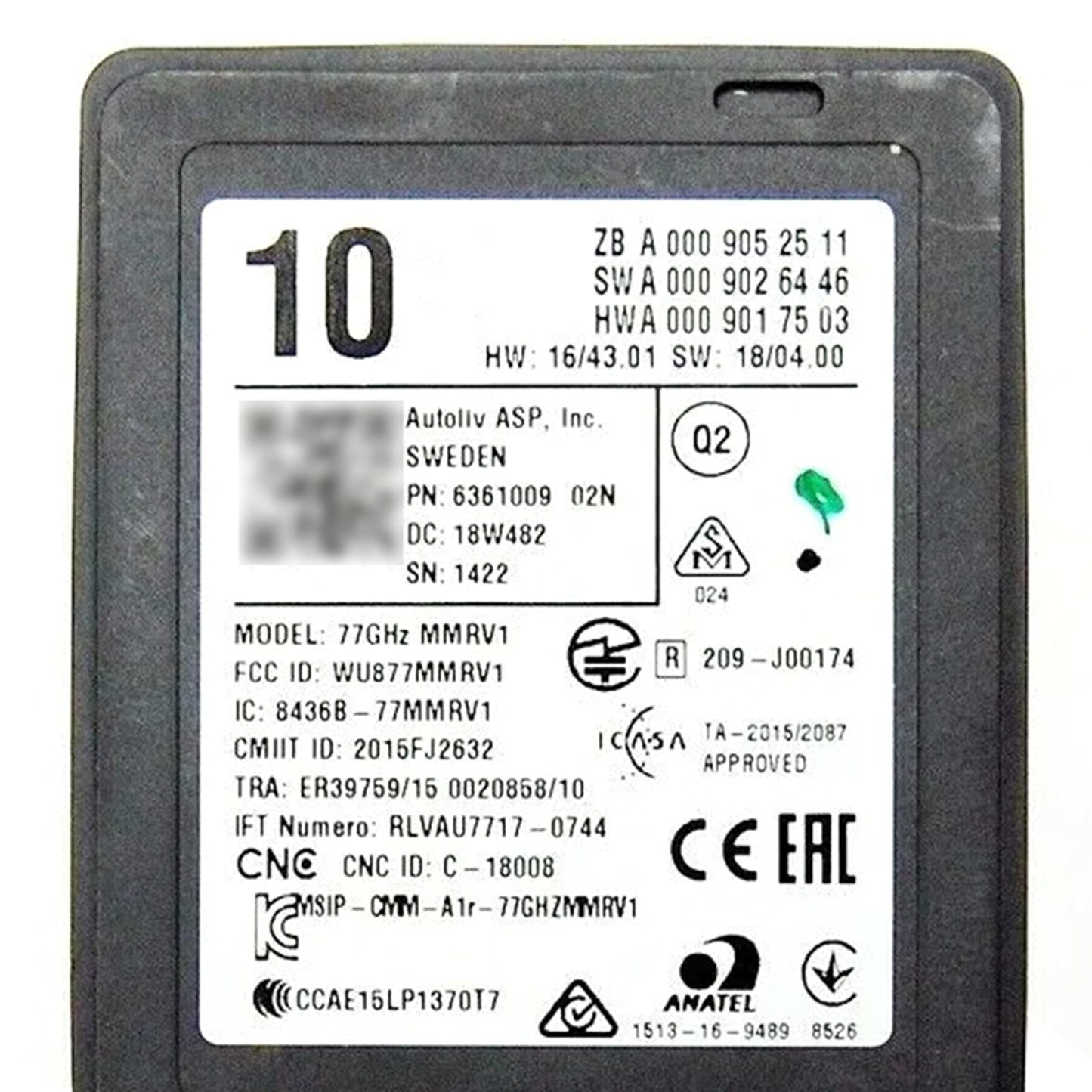 New Radar Sensor Distronic Control Unit A0009052511 For Mercedes C 205