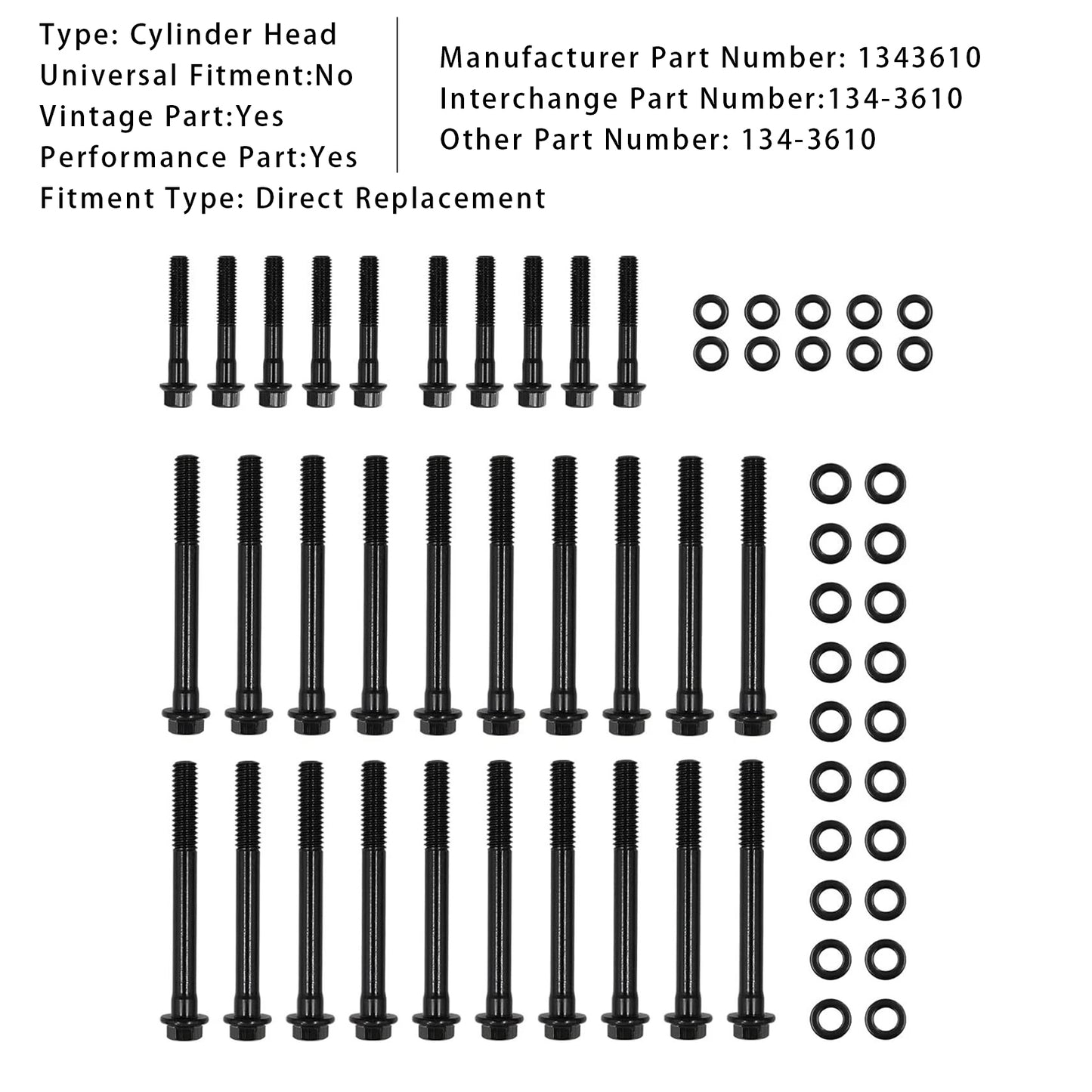 Cylinder Head Bolts Kit 134-3610 For Chevrolet Gen III IV LS Engines 2004+