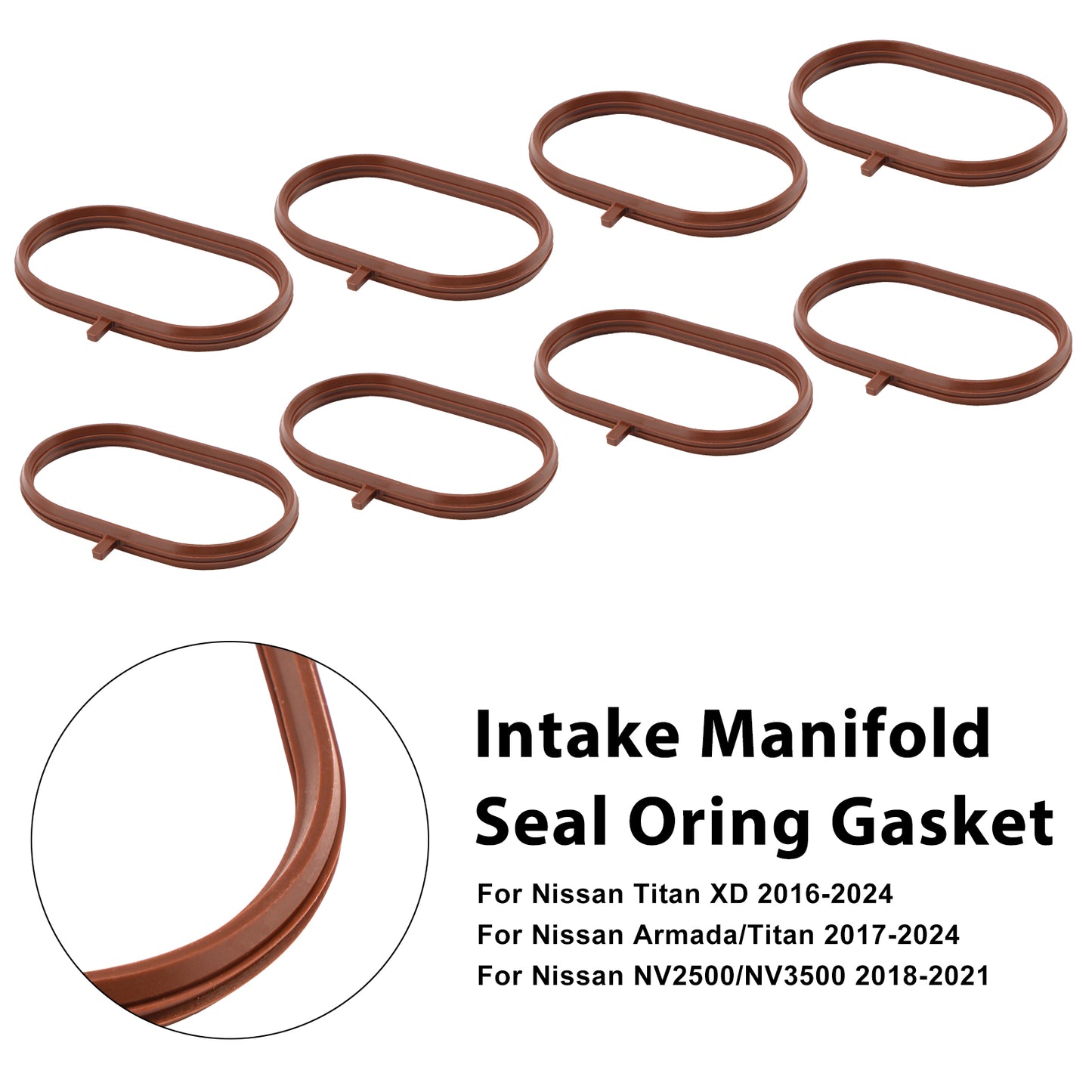 8PCS Intake Manifold Gasket Fit Nissan Titan XD 2016-2024 Fit Armada 2017-2024