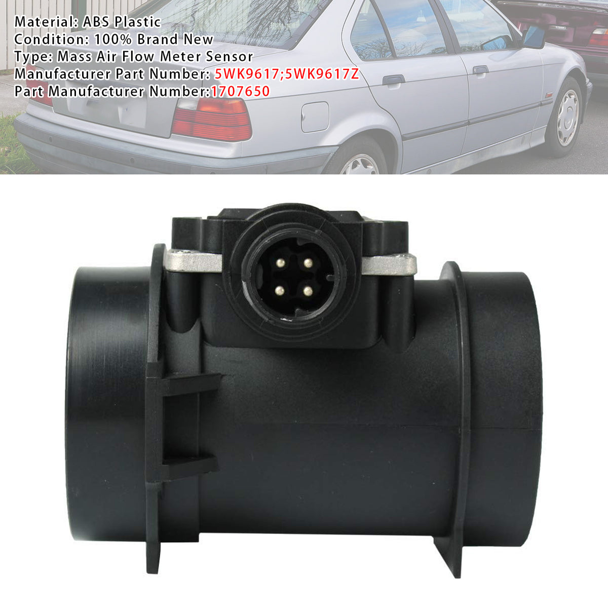 BMW E36 323i 328i E39 528i 5WK9617 Mass Air Flow Meter Sensor 5WK9617Z 1707650