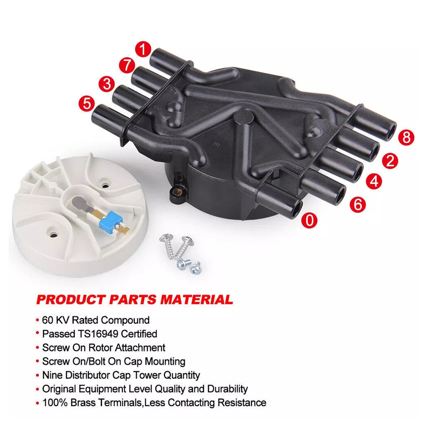 Chevy K1500 GMC 5.7L Vortec Distributor Cap and Rotor Kit 10452459