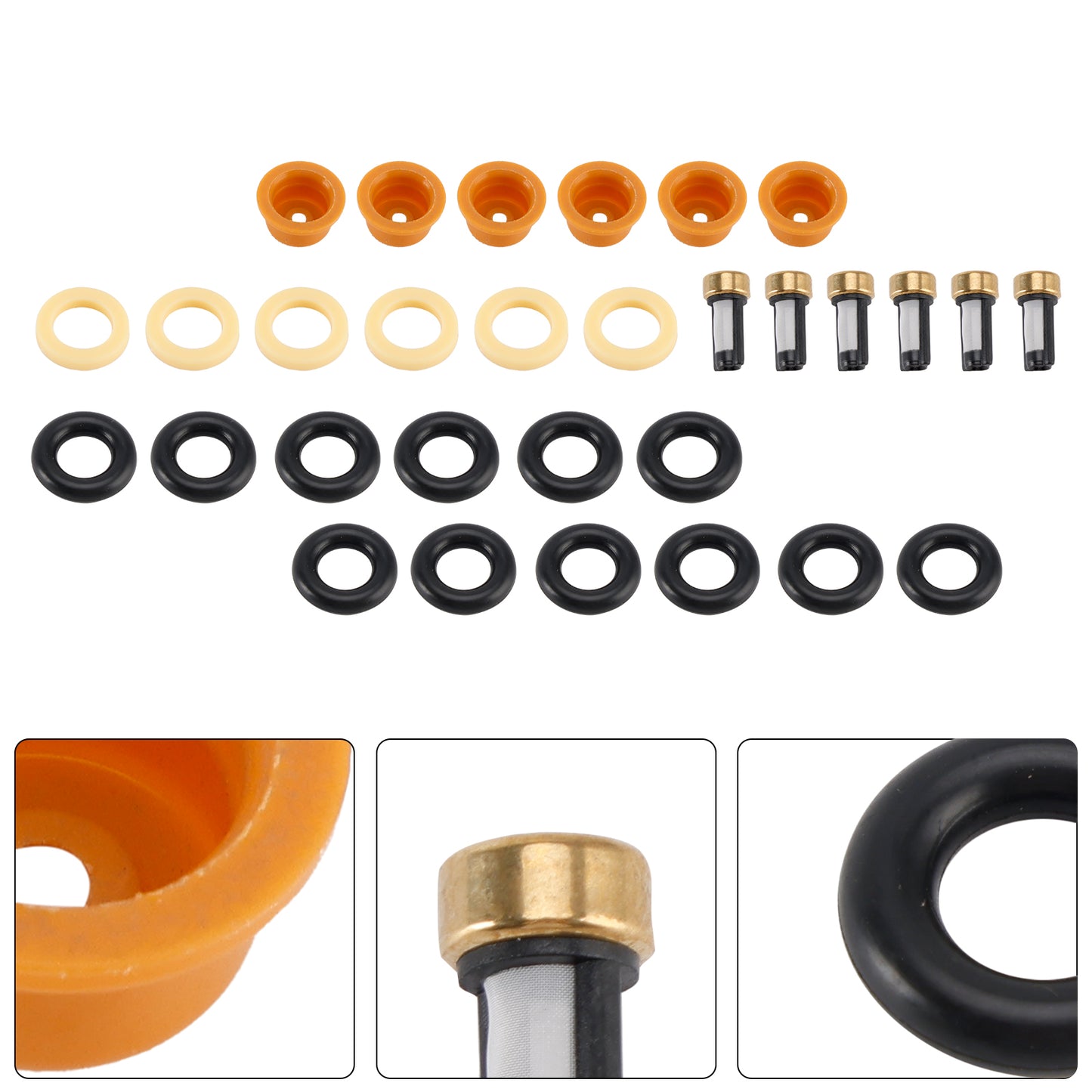 Audi 80 90 100 A4 A6 A8 2.4 2.6 2.8 6PCS Fuel Injector O-Ring Filter Seal 0280150552 0280150921