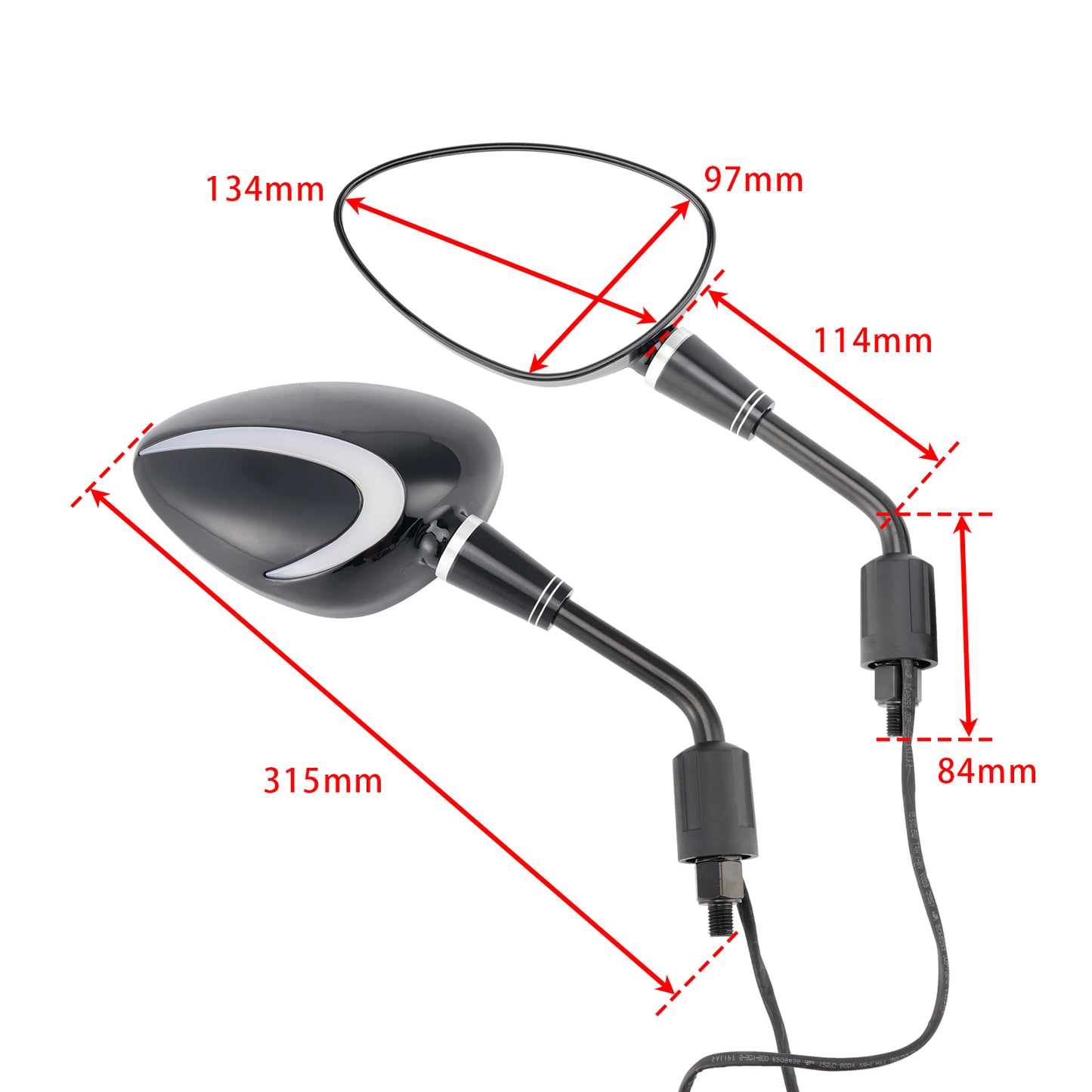 Piaggio/Vespa 10mm Black Rear View Mirrors with Turn Signal