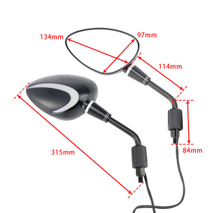 Piaggio/Vespa 10mm Black Rear View Mirrors with Turn Signal
