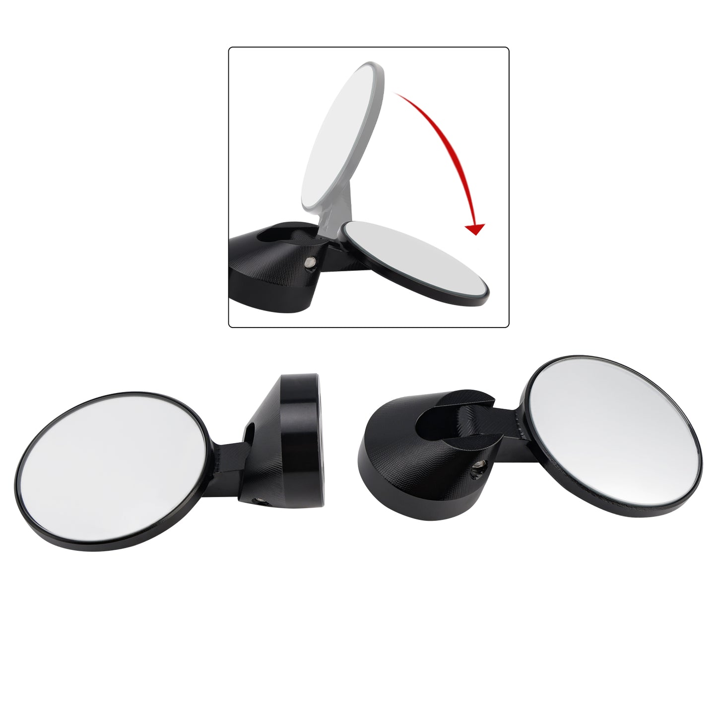 Universal 2inch 22mm Round Bar End Mirrors Billet Aluminium