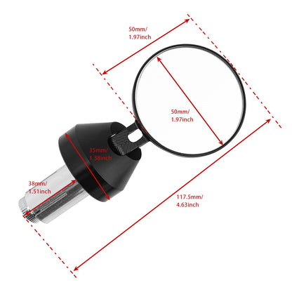 2" inch Round Bar End Mirrors Universal - 22mm Billet Aluminium