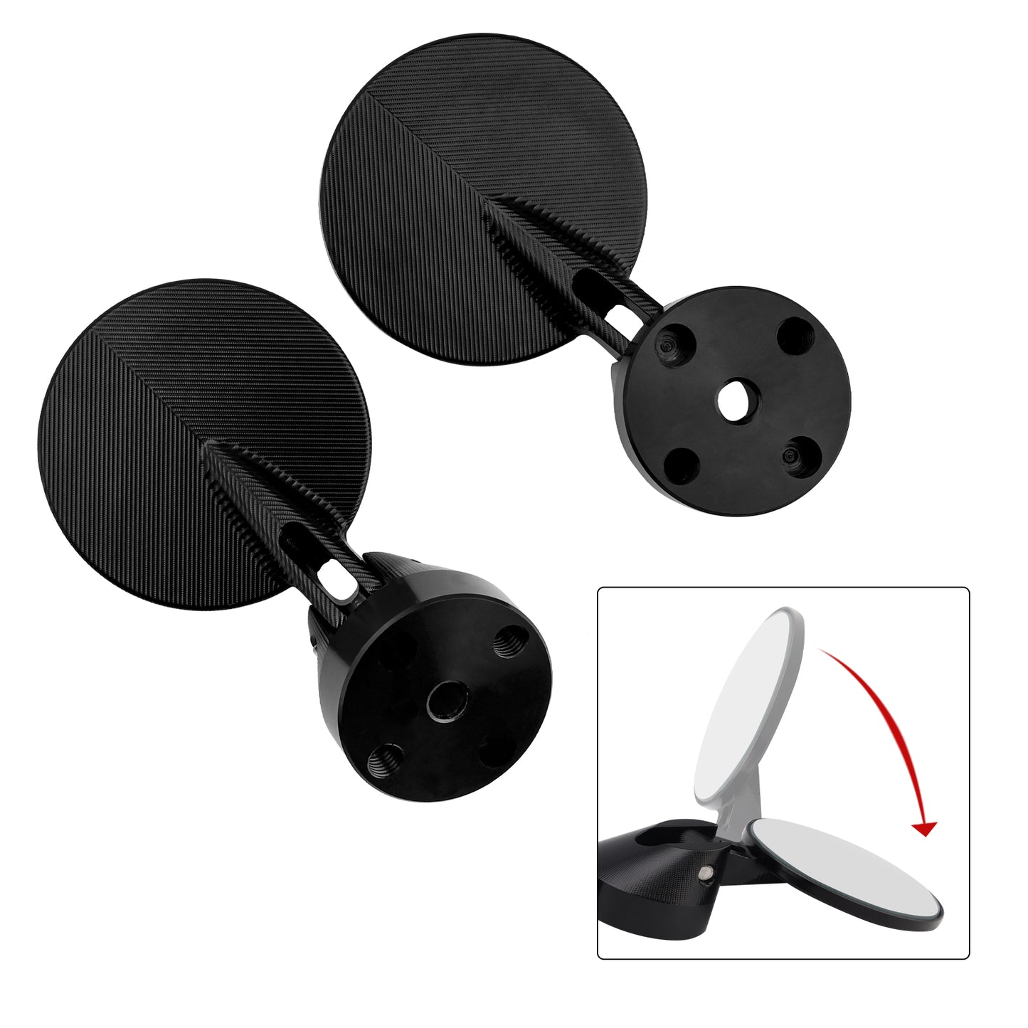 2" inch Round Bar End Mirrors Universal - 22mm Billet Aluminium