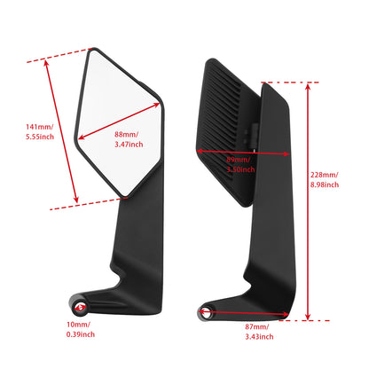 Aprilia/Tuono V4 1100 Factory M8 M10 Aluminum Adjustable Swivel Winglet Mirror Clear