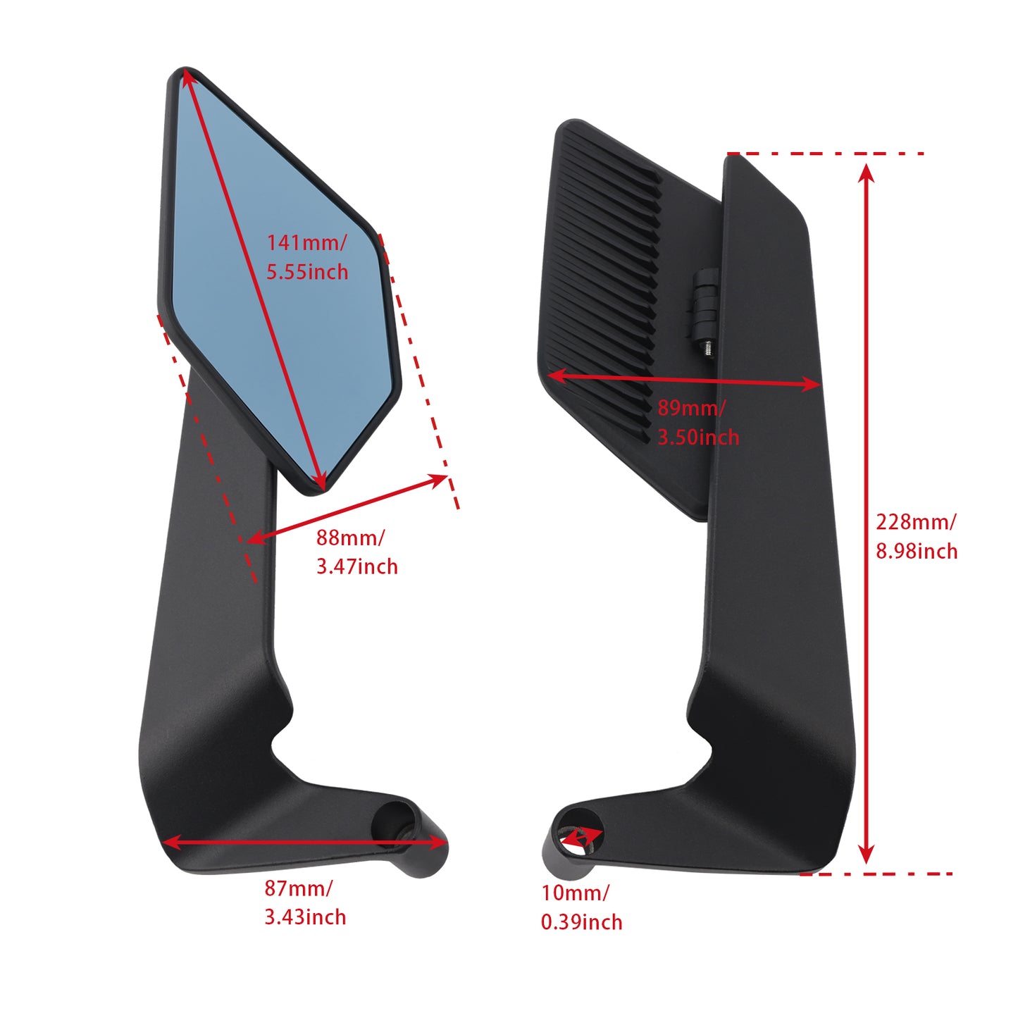 Aprilia/Tuono V4 1100 Factory M8 M10 Aluminum Adjustable Swivel Winglet Mirror Blue