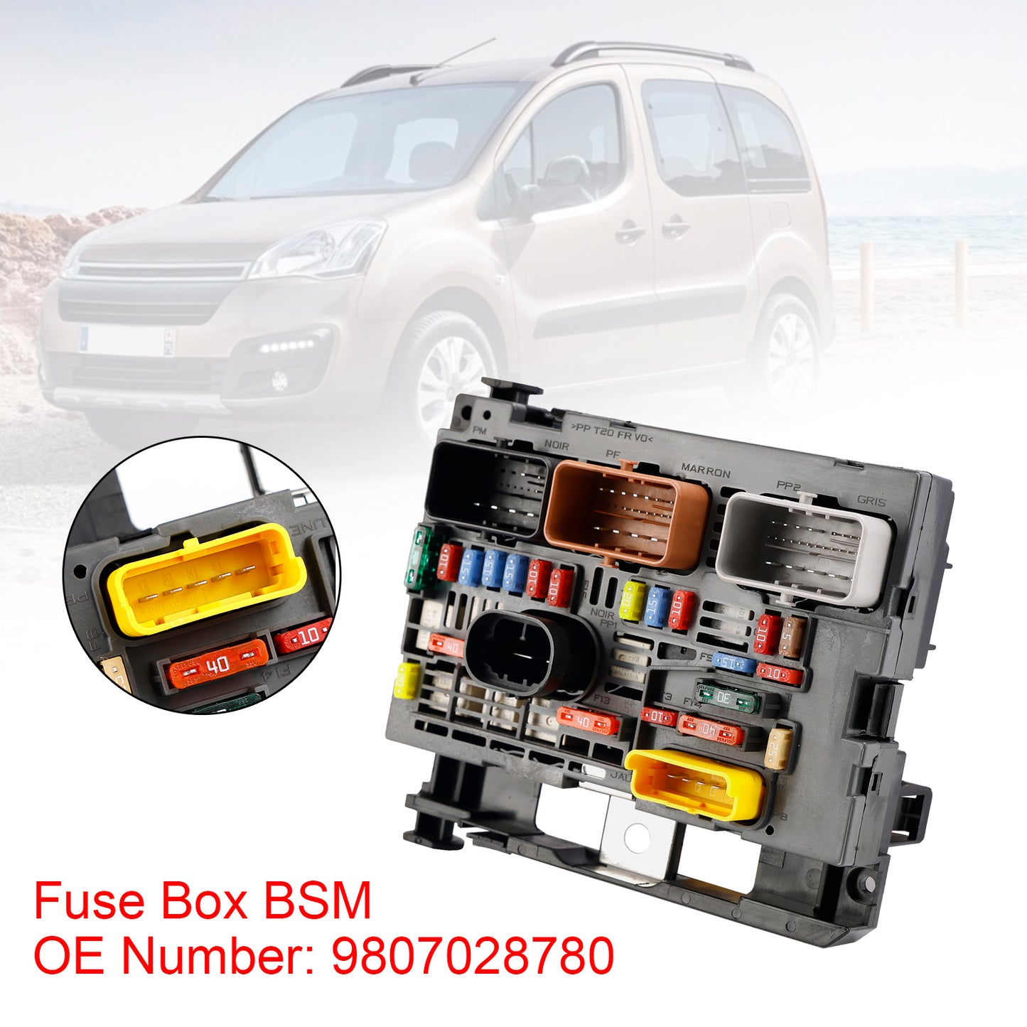 Fuse Box BSM 9807028780 For Citroen Berlingo C4 C8 Peugeot Partner 307 2007-