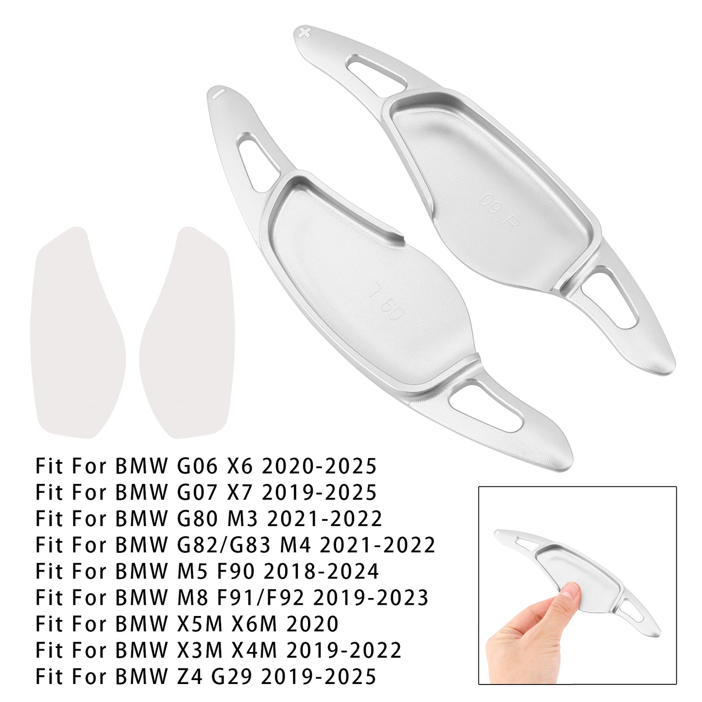 Silver Steering Wheel Paddle Shifter Extensions For BMW G20 G21 G30 G31 F40 F22 F23