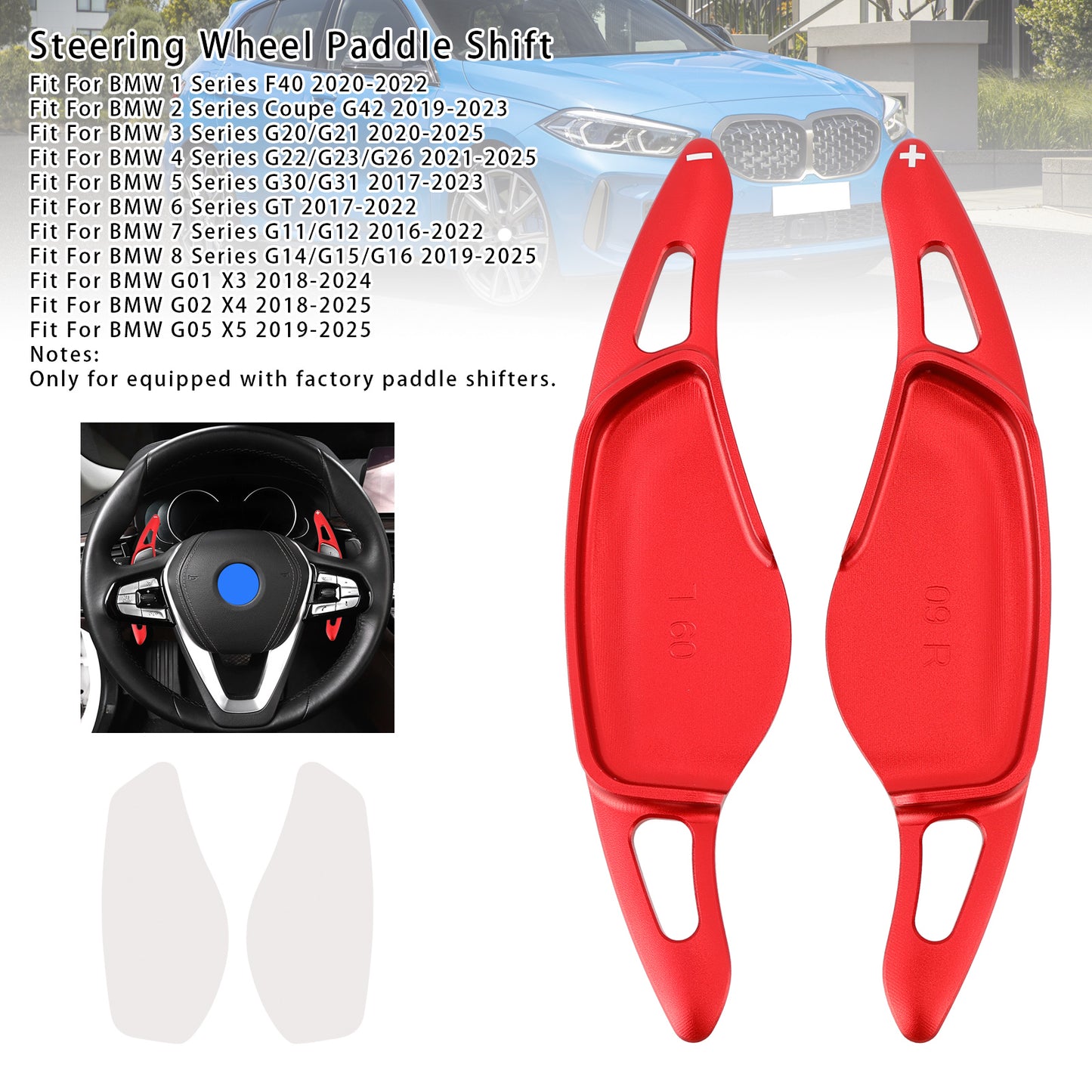Red Steering Wheel Paddle Shifter Extensions For BMW G20 G21 G30 G31 F40 F22 F23
