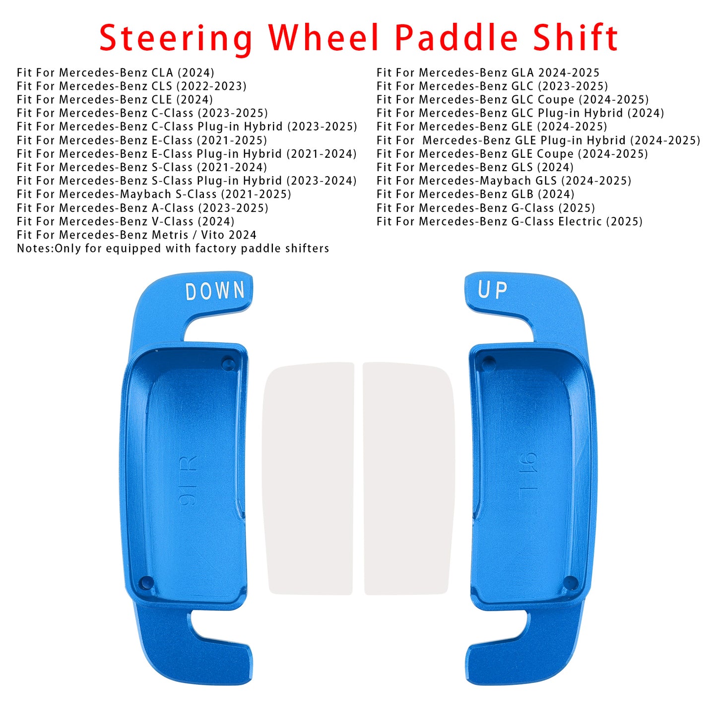 Aluminium Blue Steering Wheel Paddle Shifter Extension For Benz A C GLE 2022+