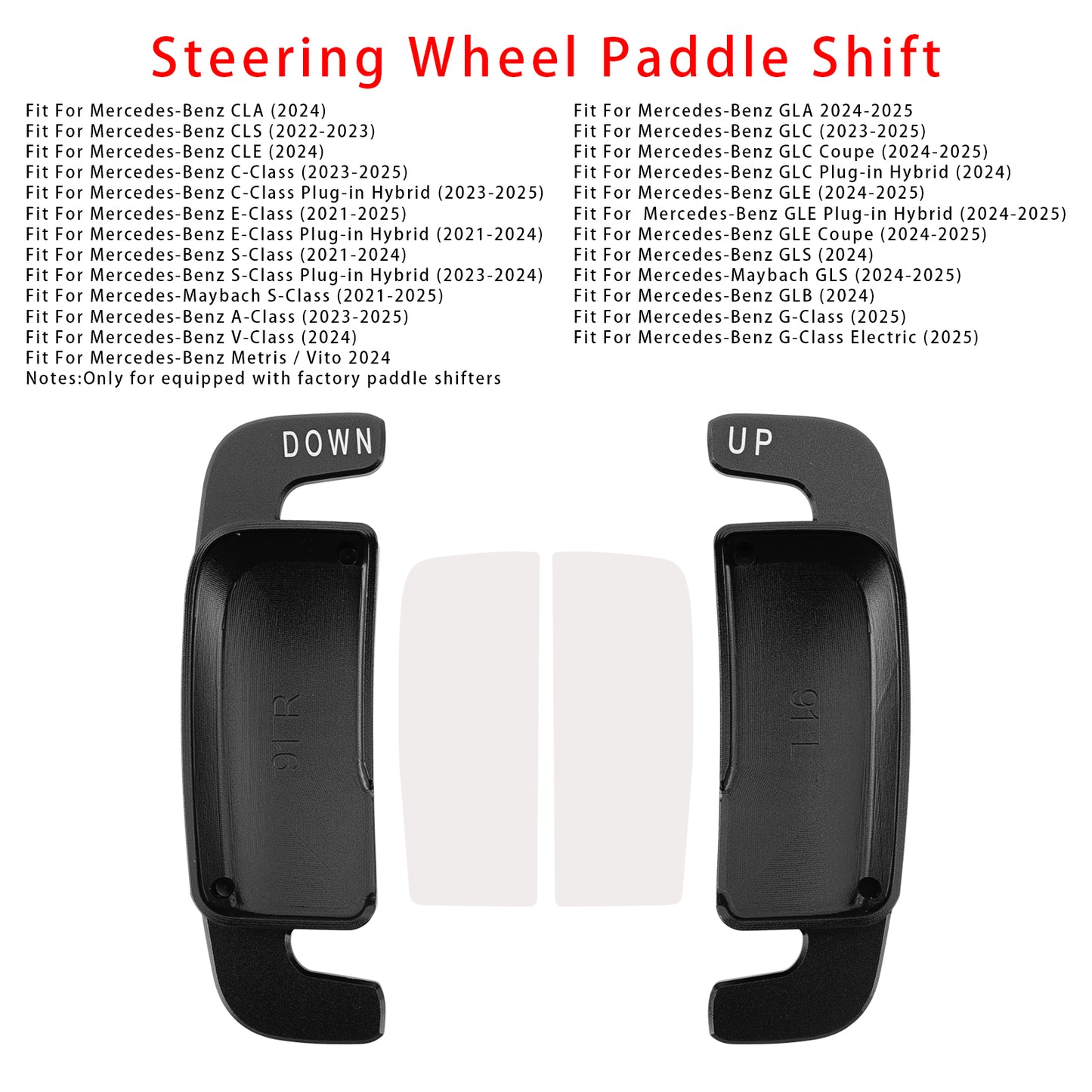 Aluminium Black Steering Wheel Paddle Shifter Extension For Benz A C GLE 2022+