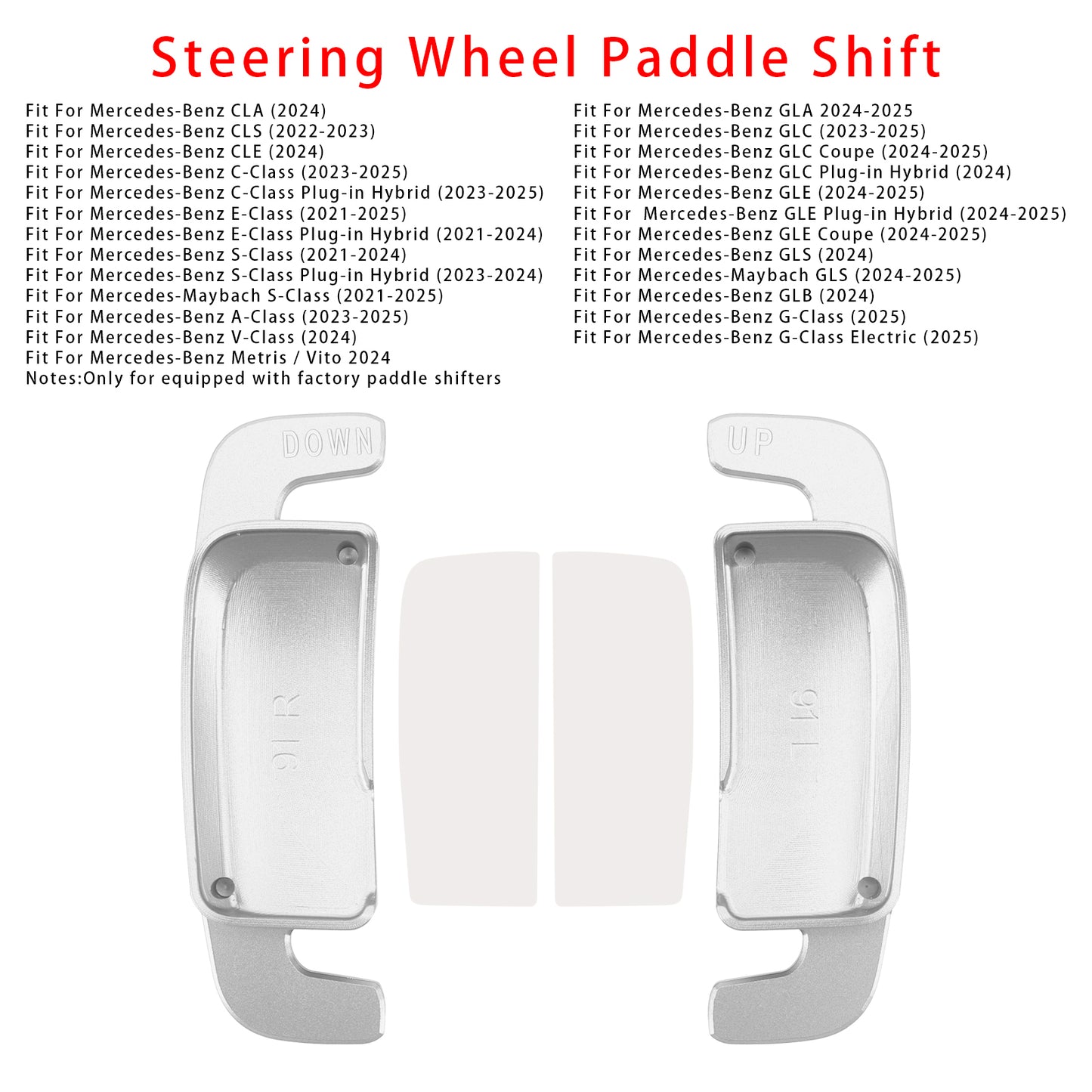 Aluminium Silver Steering Wheel Paddle Shifter Extension For Benz A C GLE 2022+