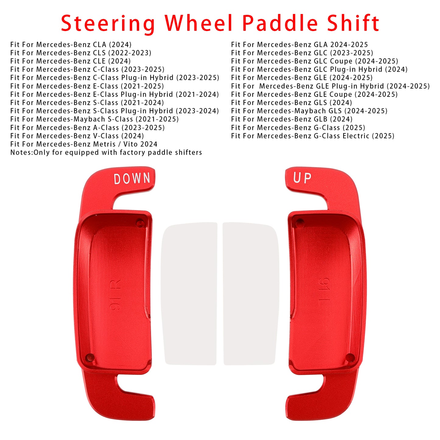 Aluminium Red Steering Wheel Paddle Shifter Extension For Benz A C GLE 2022+