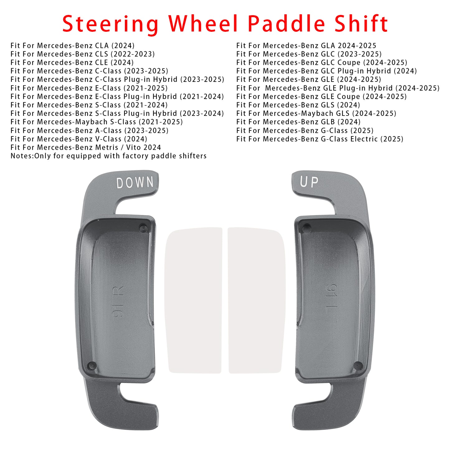 Aluminium Grey Steering Wheel Paddle Shifter Extension For Benz A C GLE 2022+