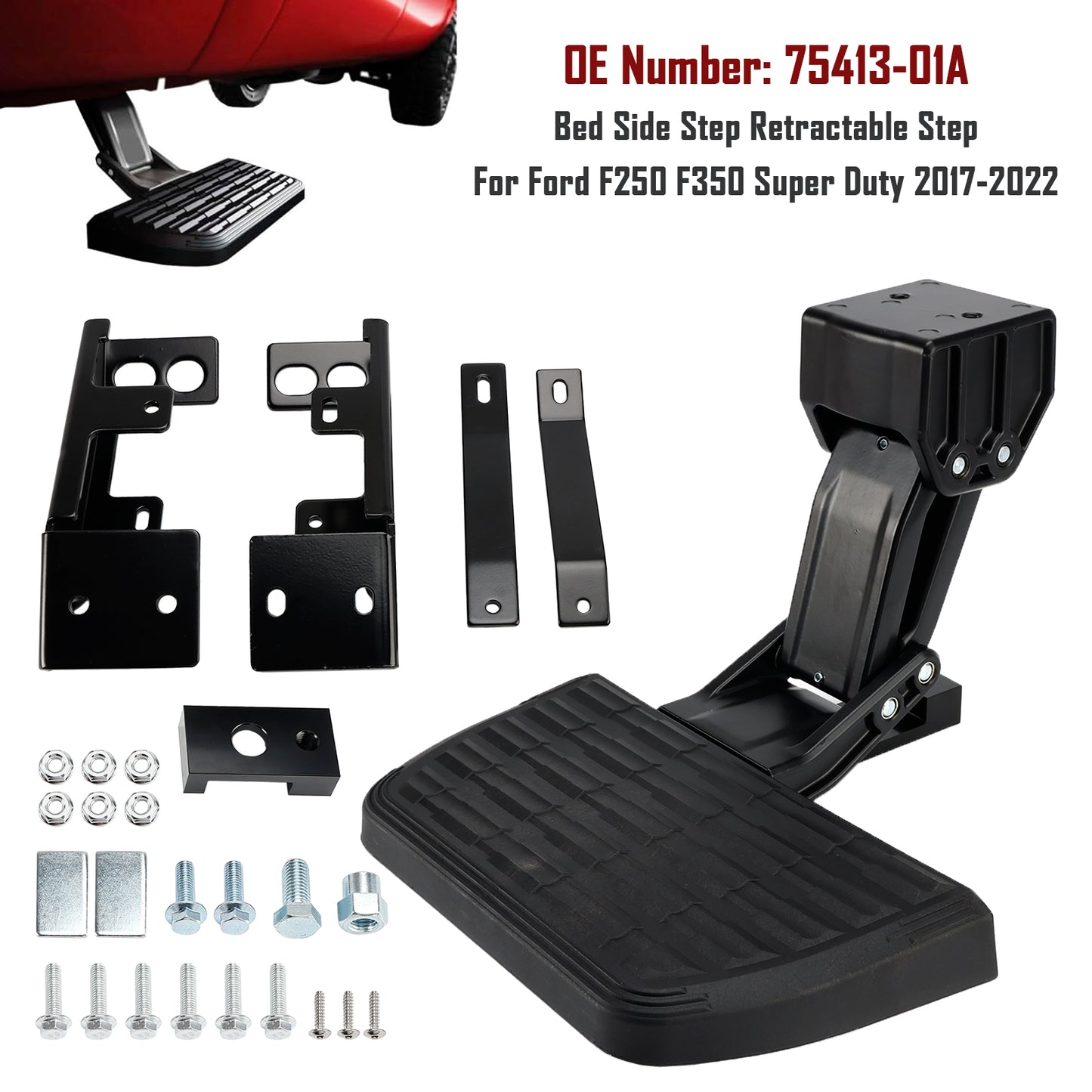 Bed Side Step Retractable Step 75413-01A For Ford F250 F350 Super Duty 2017-2022