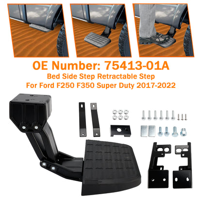 Bed Side Step Retractable Step 75413-01A For Ford F250 F350 Super Duty 2017-2022