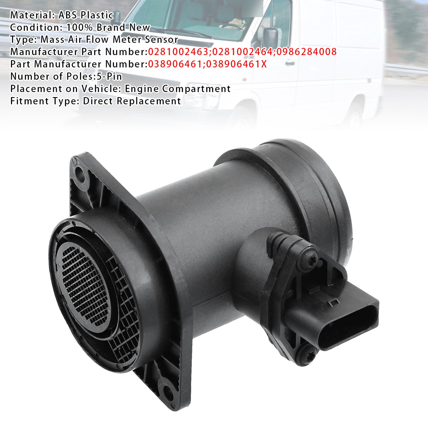 VW Transporter IV Passat 3B Superb I 0281002463 Mass Air Flow Meter Sensor