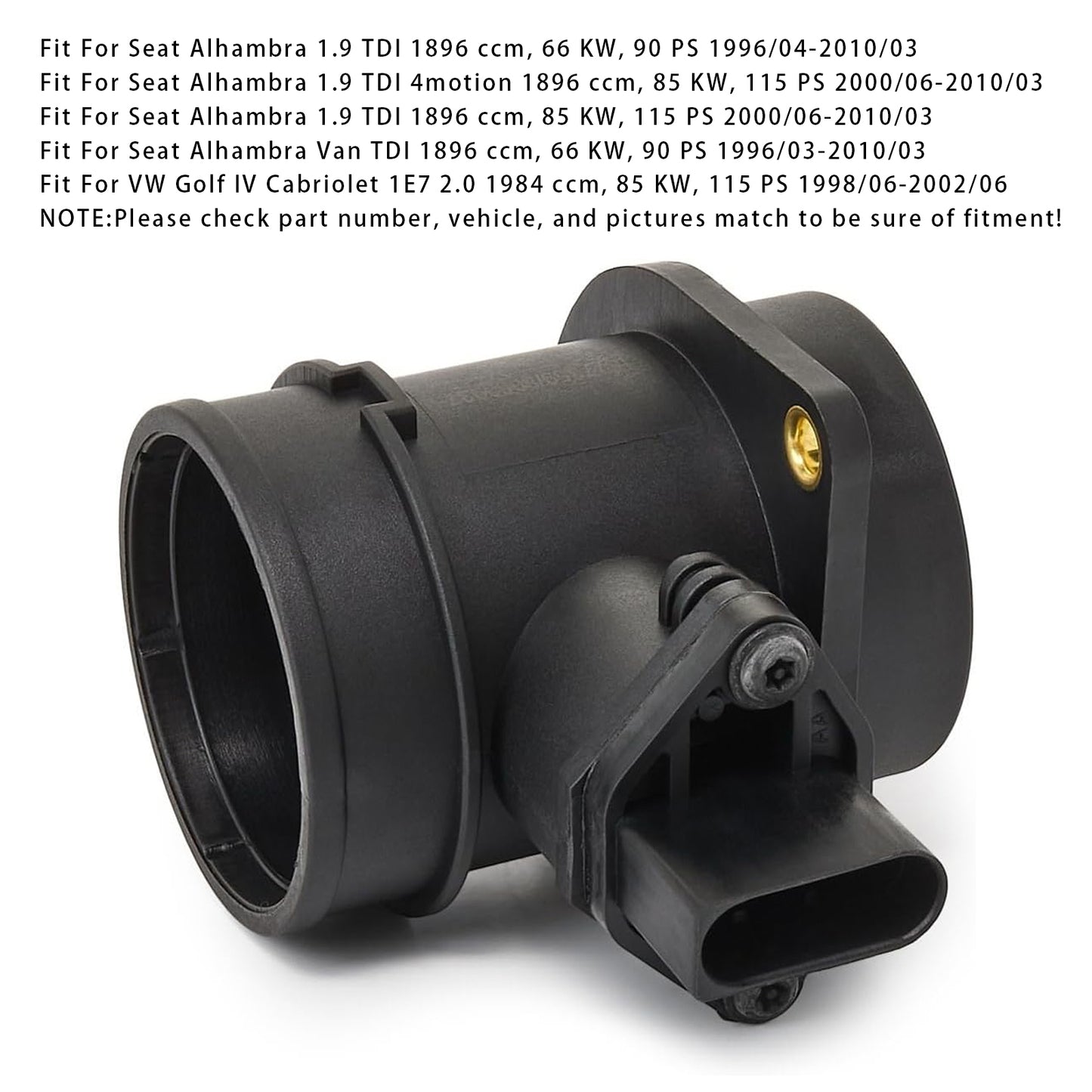 Audi A3 TT Volkswagen Cabriolet 06A906461C Mass Air Flow Meter Sensor