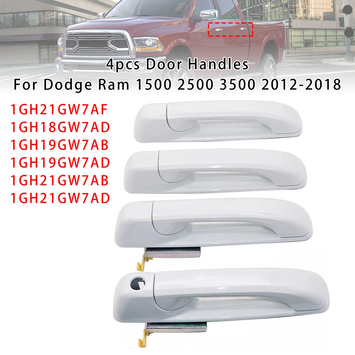 2012-2018 Dodge Ram 1500 2500 3500 4pcs Door Handles 1GH21GW7AF 1GH18GW7AD