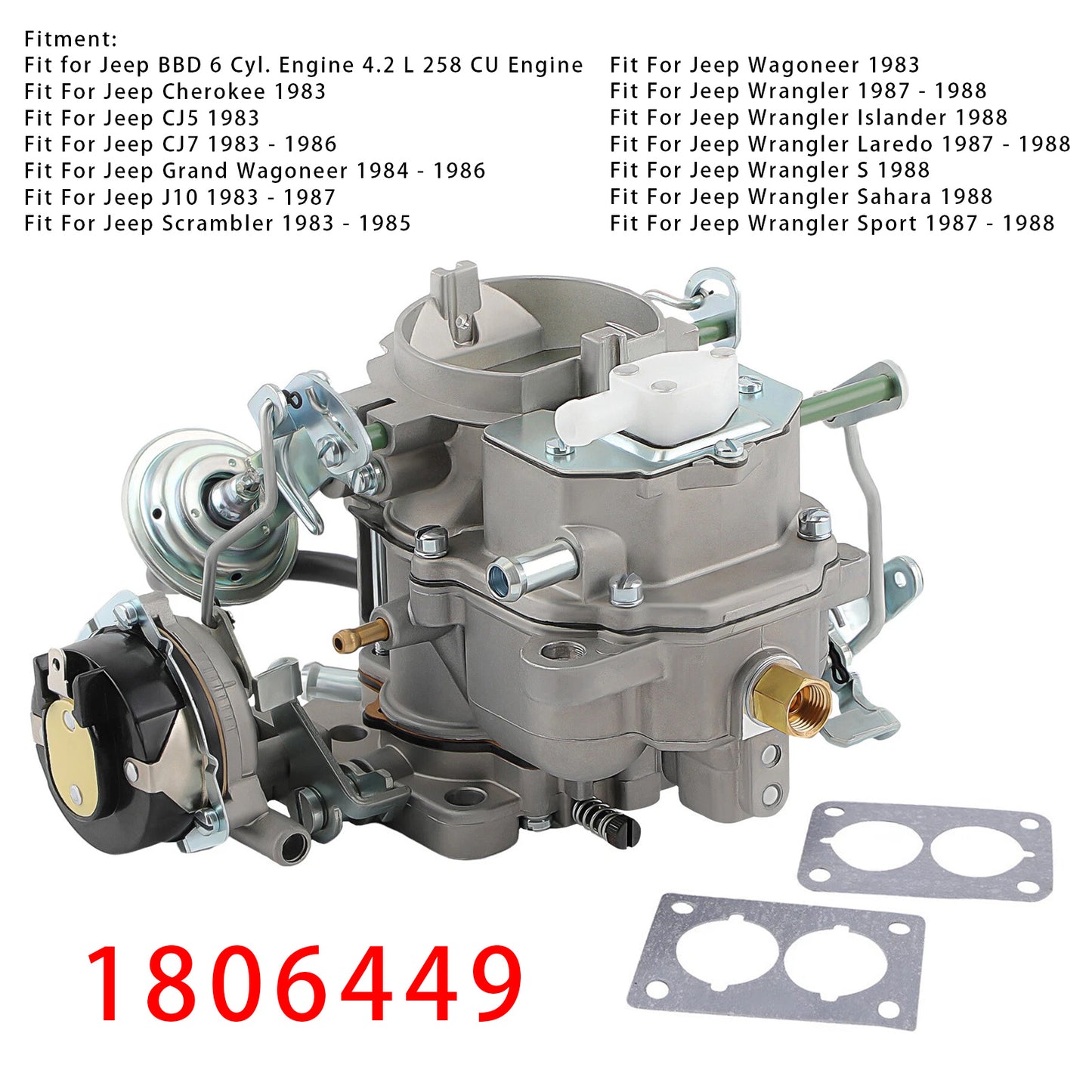 Jeep 258 4.2L CJ5 CJ7 1979-86 Wagoneer BBD Electric Choke 2 BBL Carburetor 1806449
