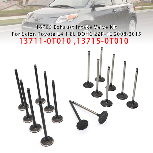 16PCS Exhaust Intake Valve Kit For Scion Toyota L4 1.8L DOHC 2ZR-FE 2008-2015