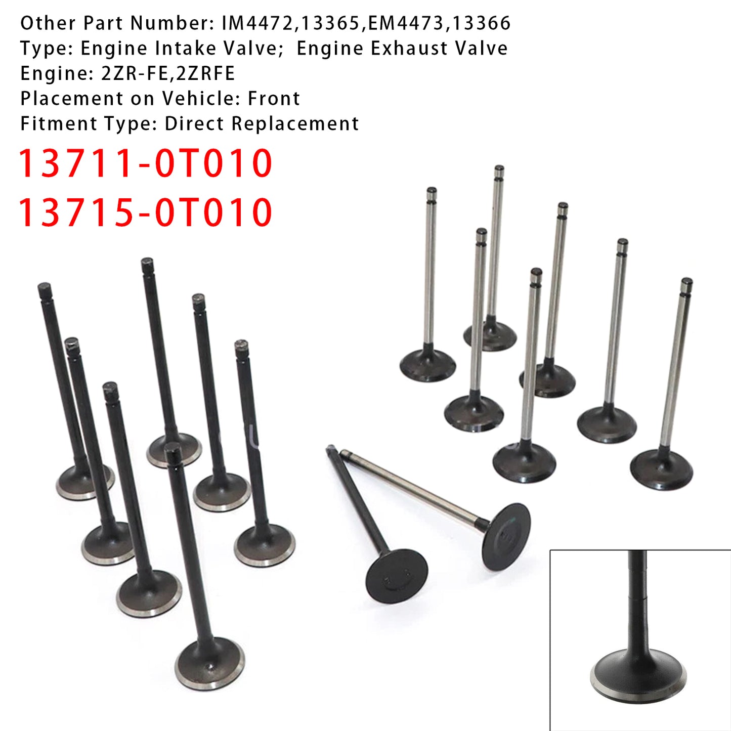 16PCS Exhaust Intake Valve Kit For Scion Toyota L4 1.8L DOHC 2ZR-FE 2008-2015