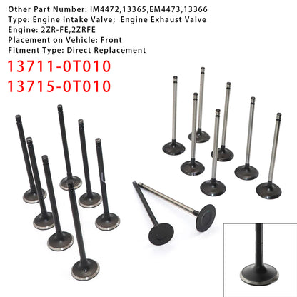 16PCS Exhaust Intake Valve Kit For Scion Toyota L4 1.8L DOHC 2ZR-FE 2008-2015