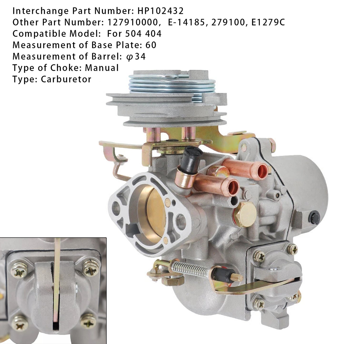 Peugeot 404 504 E14185 Carburetor 127910000 E1279C