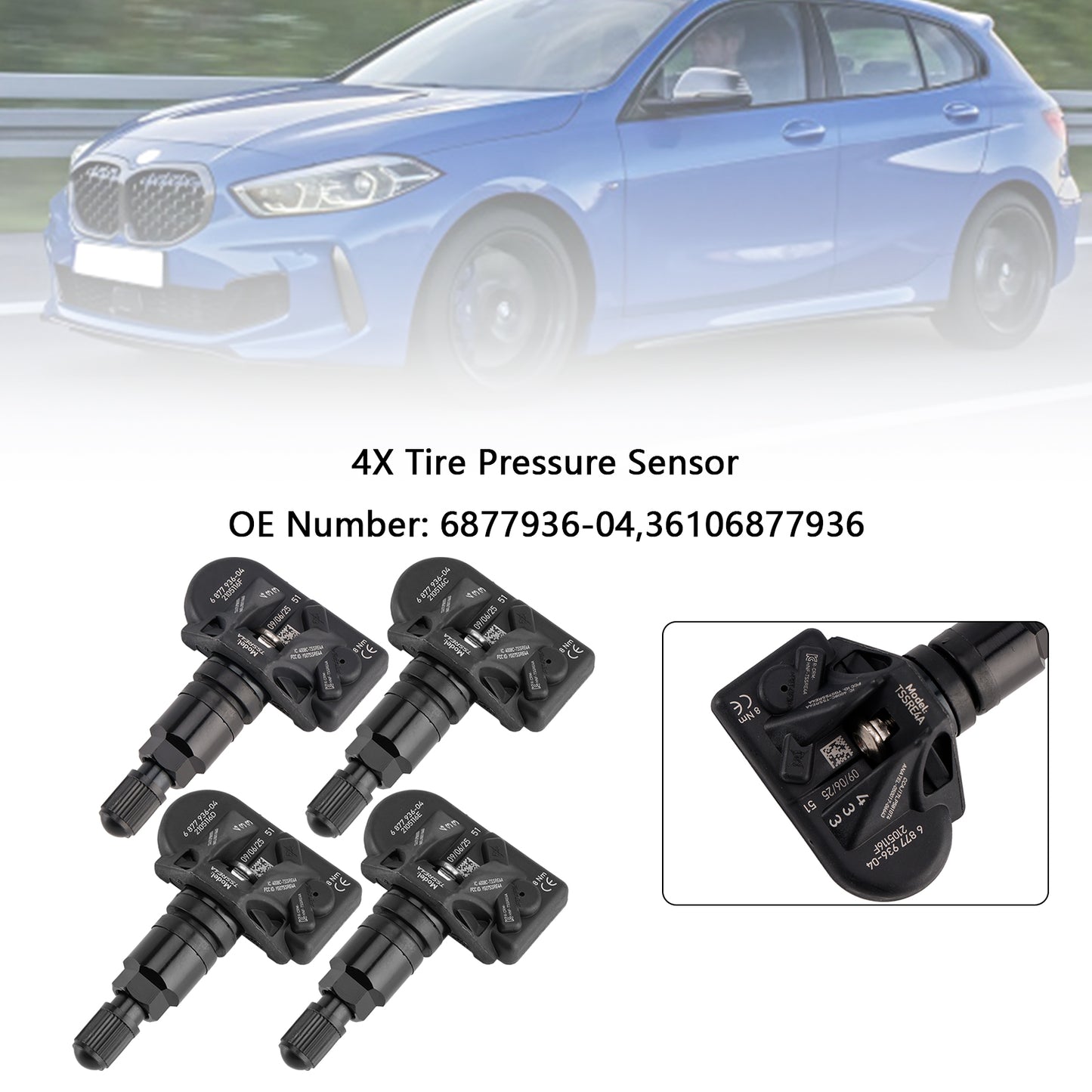 4X Tire Pressure Sensor 6877936 For BMW 5 Series G30 G31 F40 3 Series G20 G21