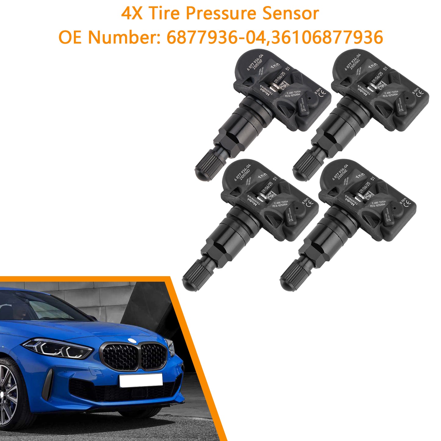 4X Tire Pressure Sensor 6877936 For BMW 5 Series G30 G31 F40 3 Series G20 G21