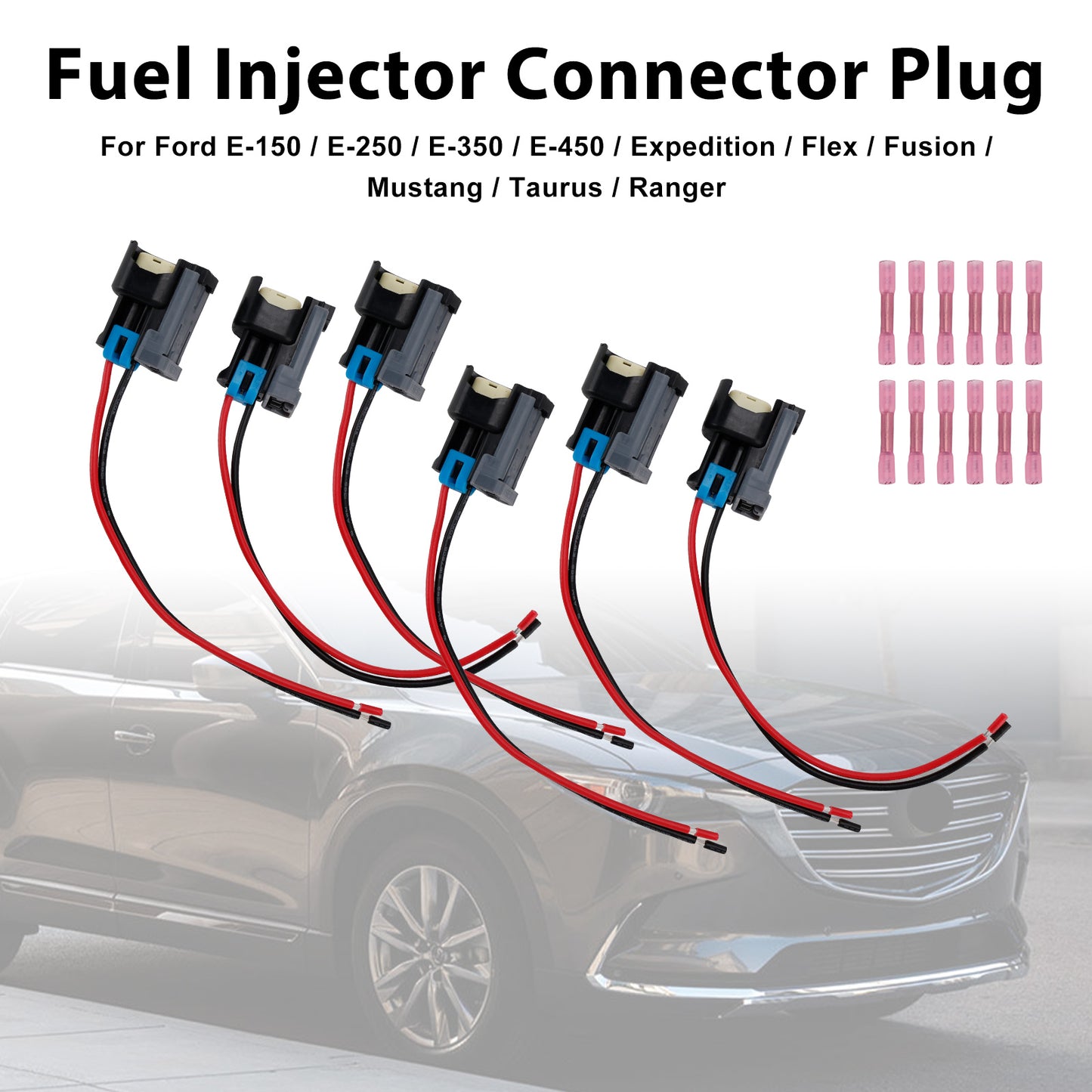 Chevy Ford 6PCS Fuel Injector Connector Pigtail Plug Wiring Harness