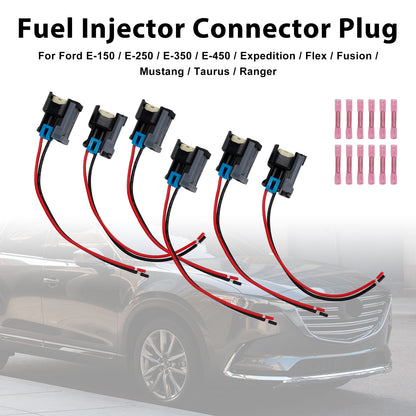Chevy Ford 6PCS Fuel Injector Connector Pigtail Plug Wiring Harness