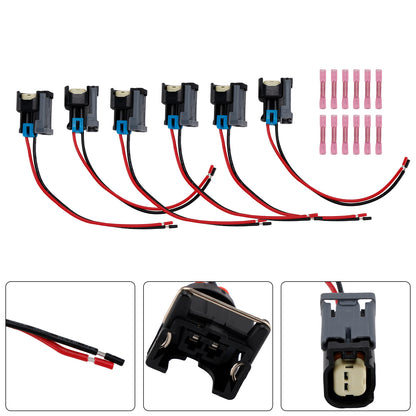 Chevy Ford 6PCS Fuel Injector Connector Pigtail Plug Wiring Harness