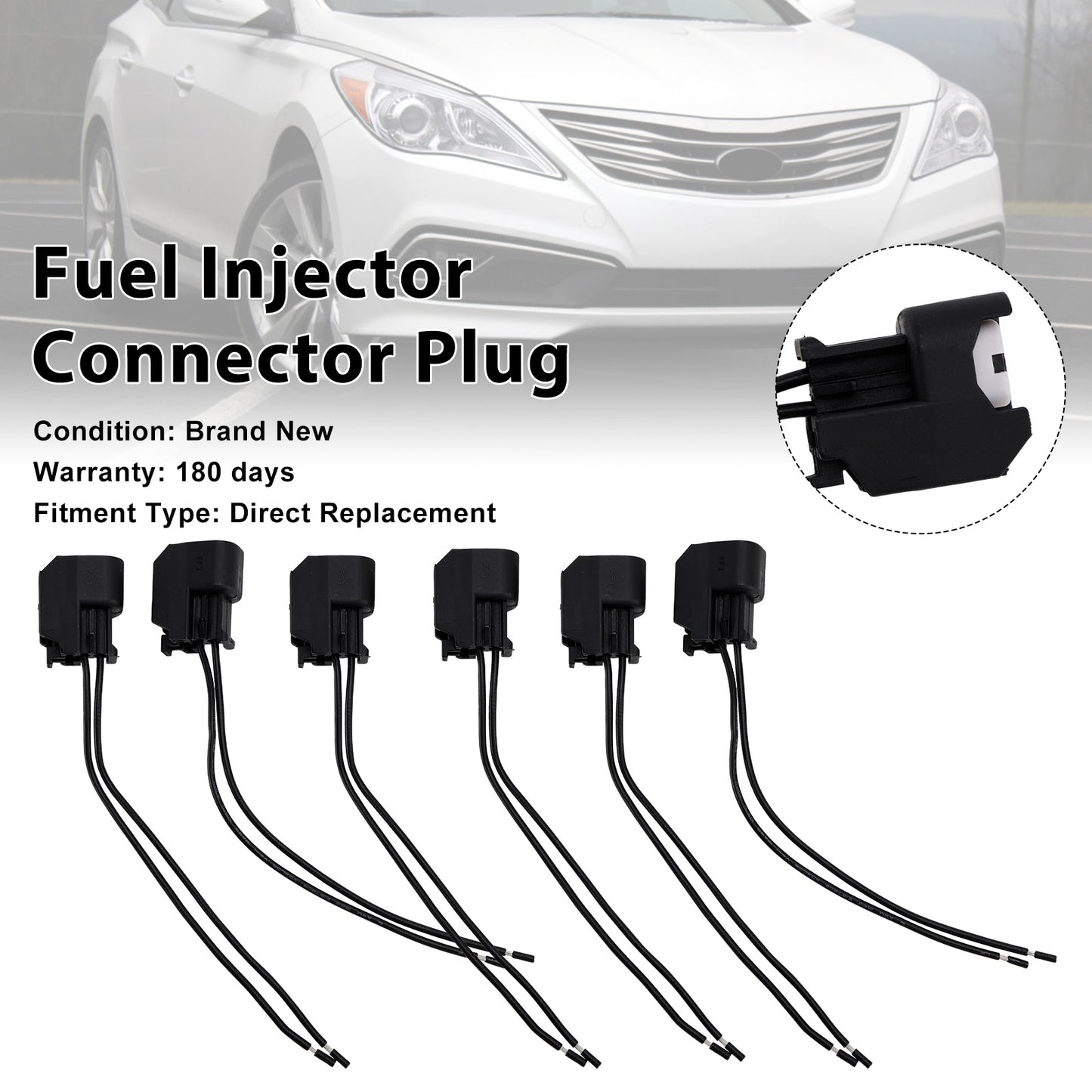 Hyundai 6-EV6 Fuel Injector Connector Plug Clip Pigtail Quick Disconnect