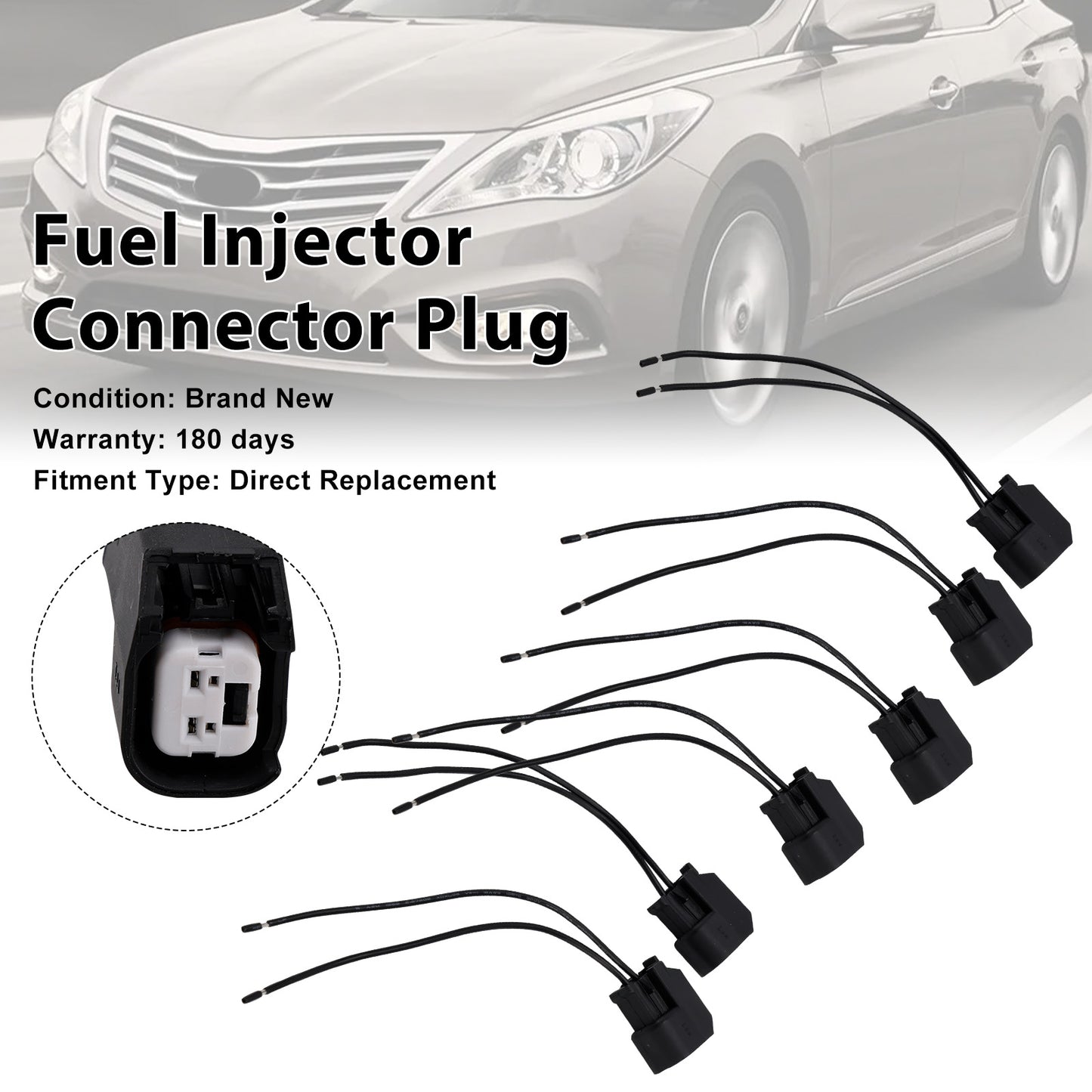 Hyundai 6-EV6 Fuel Injector Connector Plug Clip Pigtail Quick Disconnect