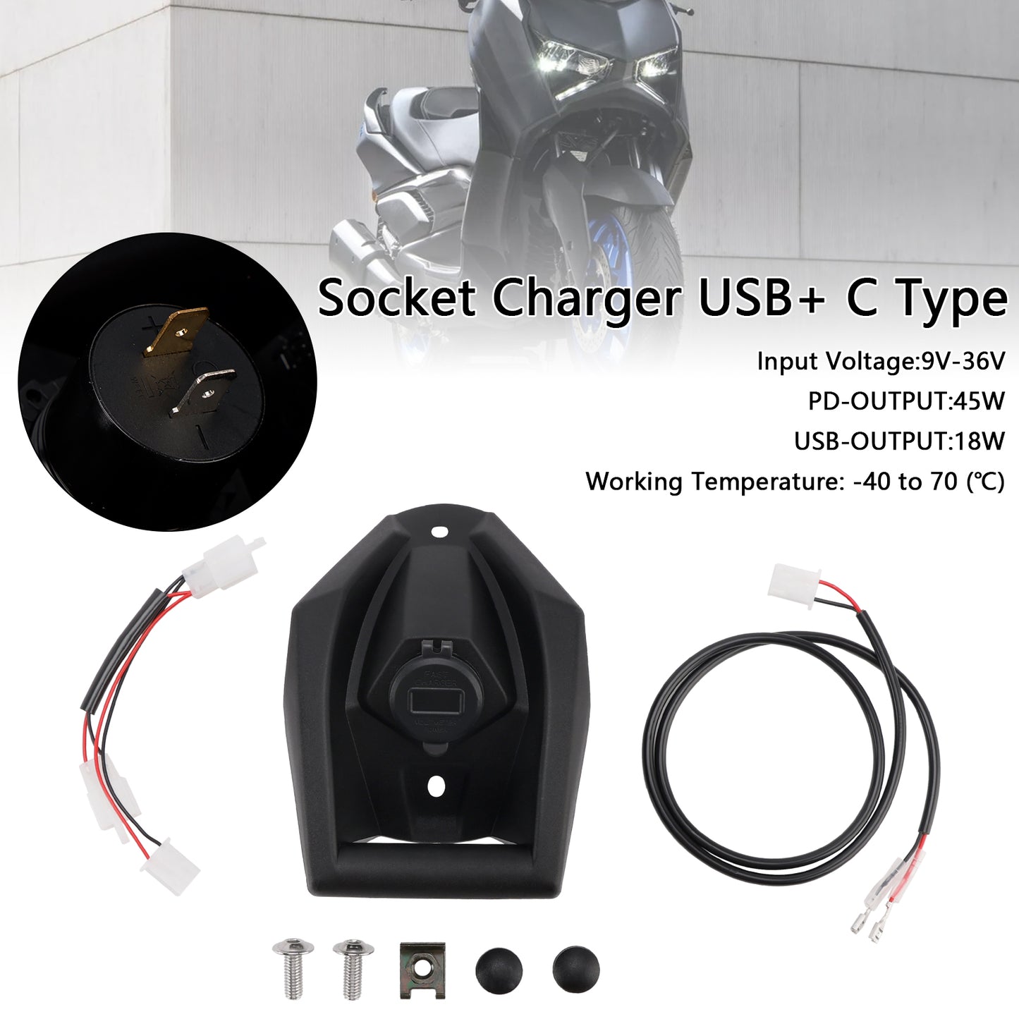 2017-2024 Yamaha X-MAX 300 Socket Charger USB+ C Type