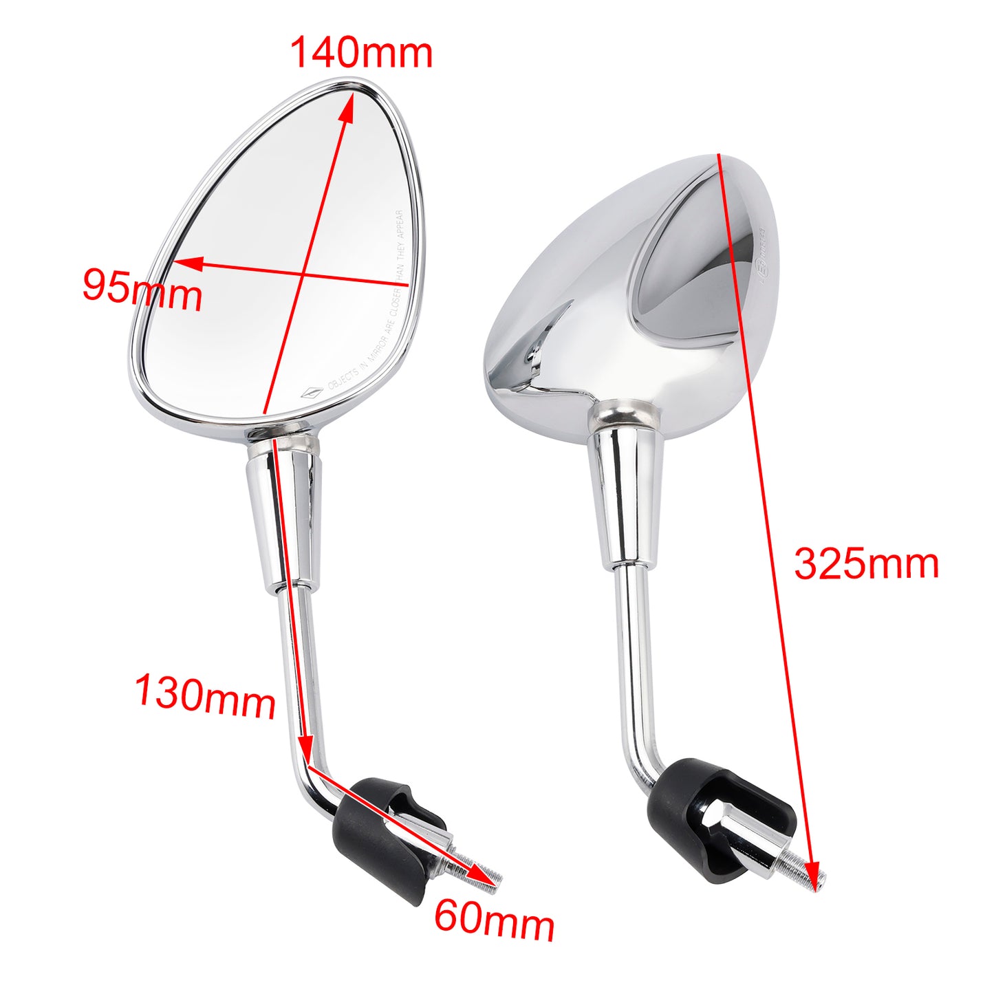 Vespa Sprint 50 125 150 Rearview Mirrors Left and Right M8 Shorty Chrome