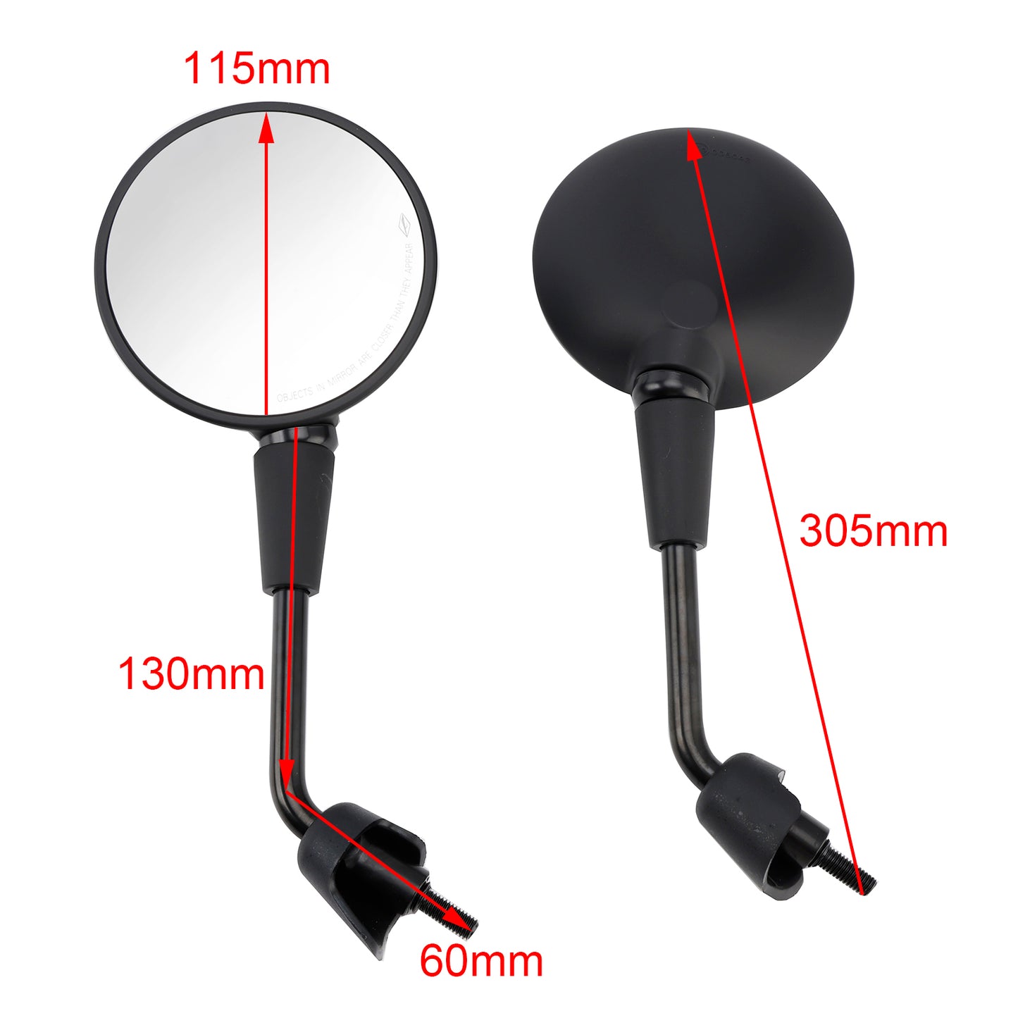 Vespa Primavera 50 125 150 Rearview Mirrors Left and Right M8 Shorty Black