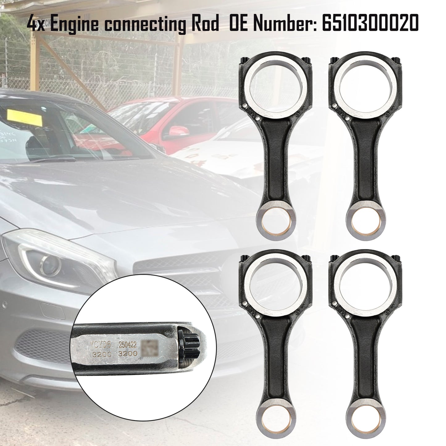 Mercedes-Benz OM651 W176 C117 W212 C218 4x Engine connecting Rod 6510300020