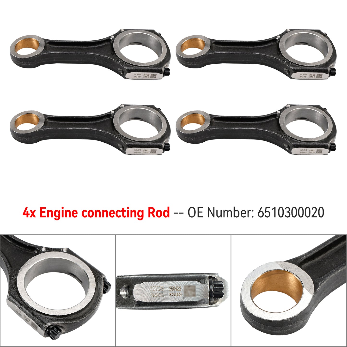 Mercedes-Benz OM651 W176 C117 W212 C218 4x Engine connecting Rod 6510300020