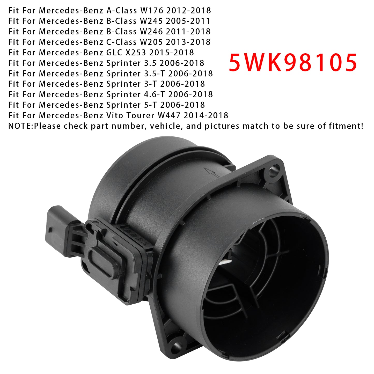 Mercedes W205 W176 GLC X253 CDI 5WK98105 Mass Air Flow Meter Sensor